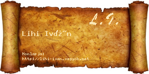 Lihi Iván névjegykártya